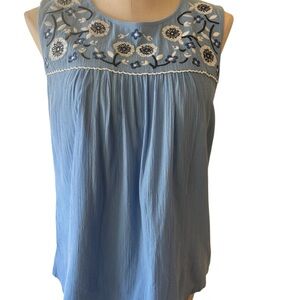 Boden Light Blue Floral Embroidered Blouse